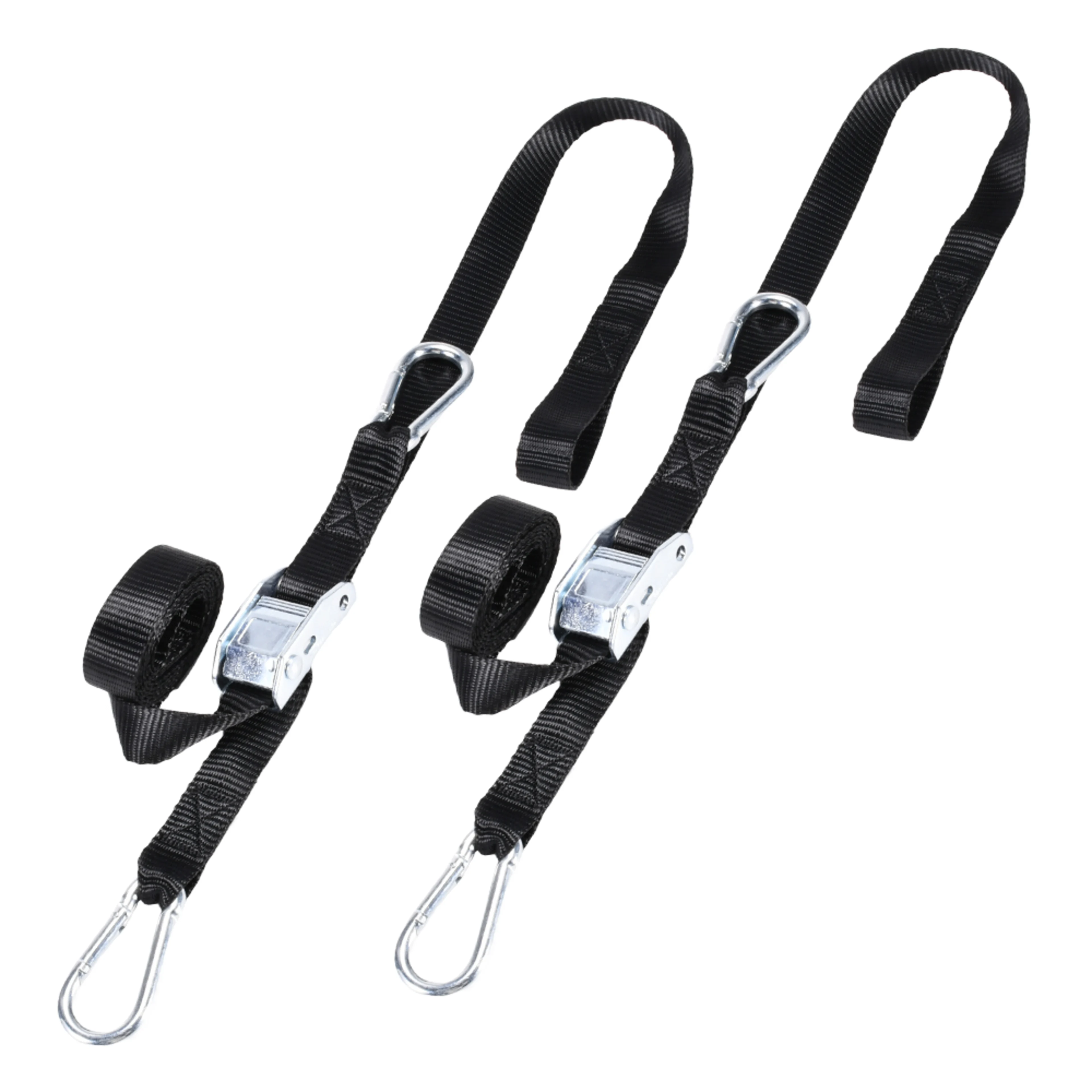 25mm Cam Buckle Motorcycle Tie Downs with Carabiner Hook, 1200lbs. BS