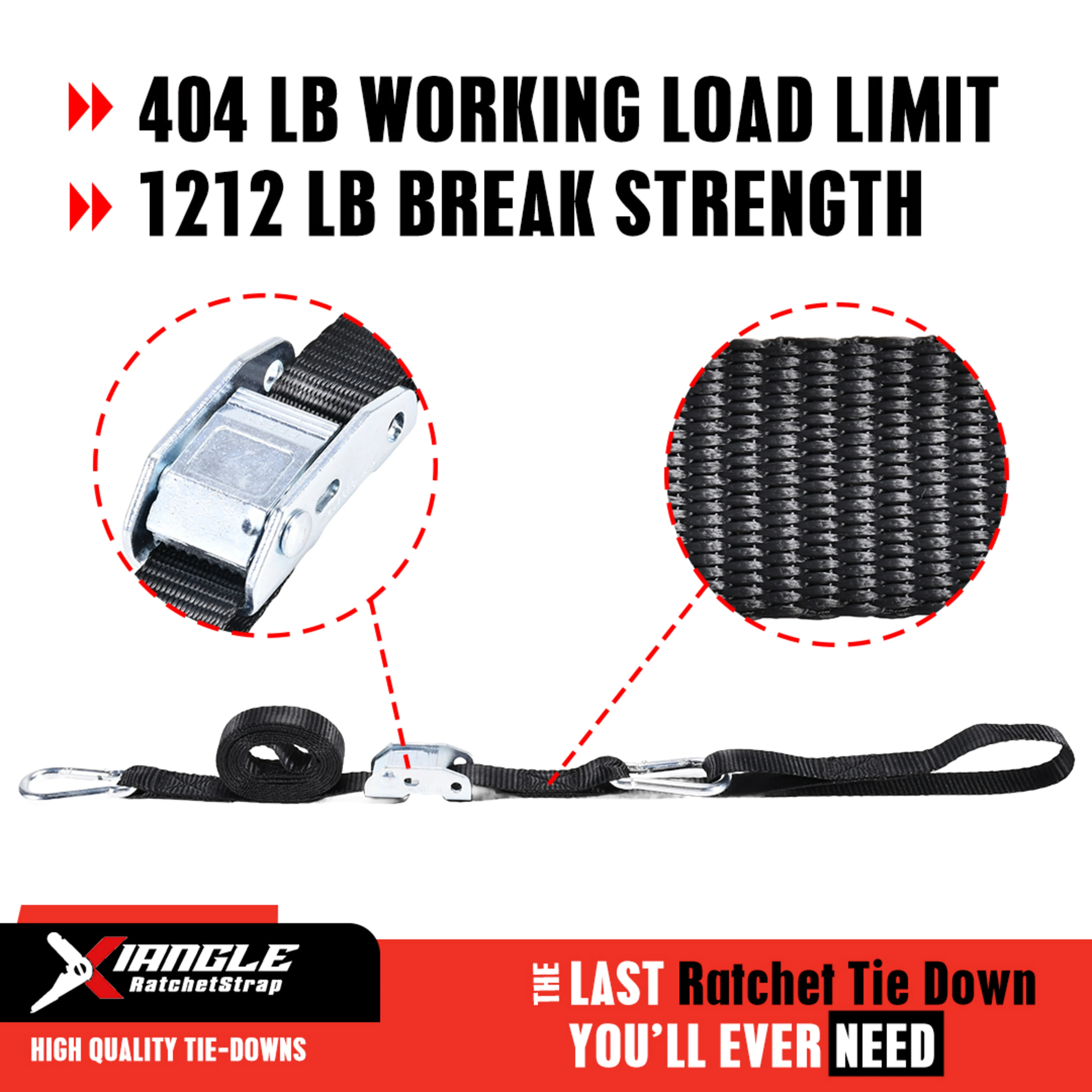 Correas Moto de Hebilla de Leva 25mm con Mosquetón, 1200lbs. BS