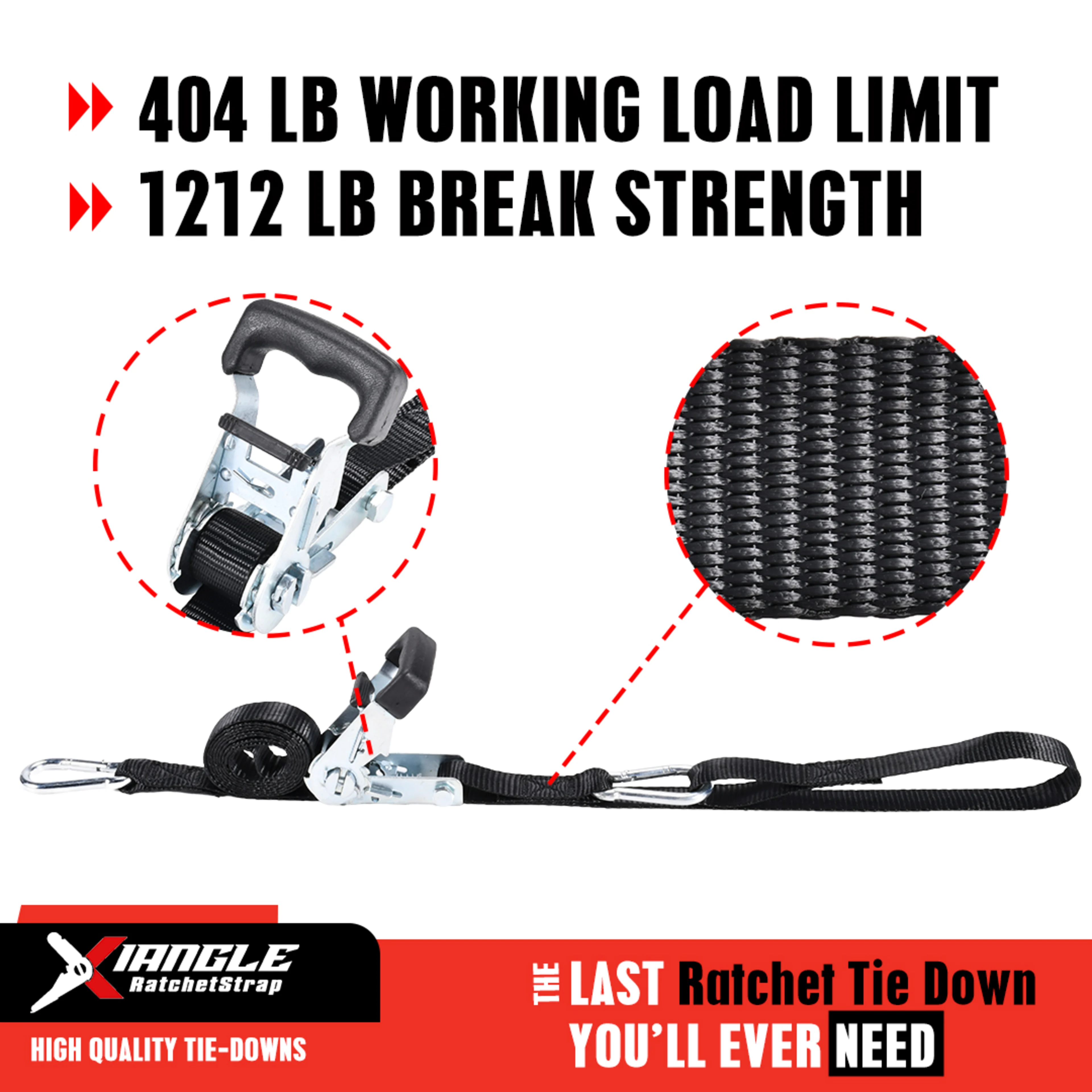 Cinta de Amarre para Moto con Carraca y Mosquetón M10 - 880kg BS