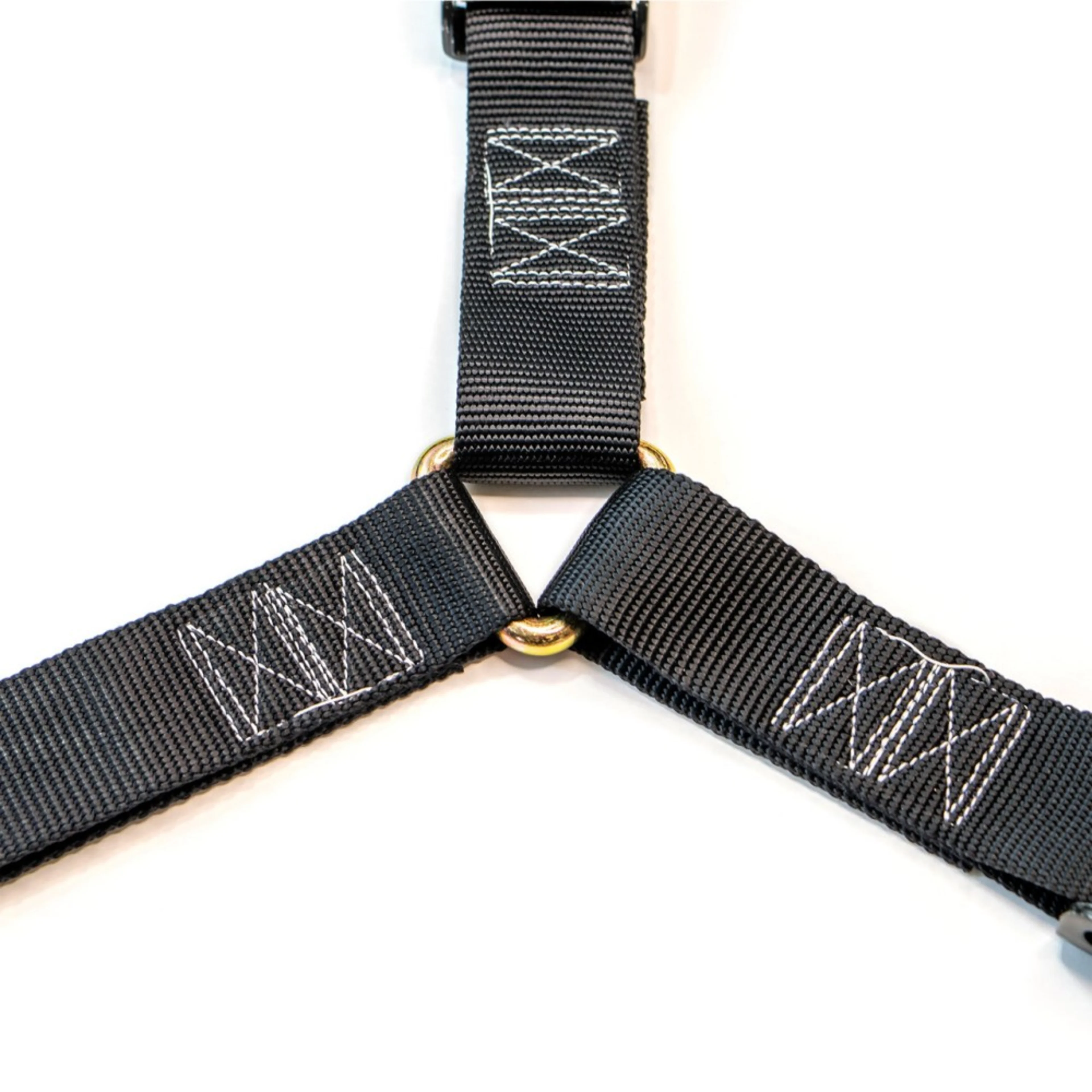 Sangle Y d’arrimage pour roue de secours 3 points 38 mm avec crochets griffes et anneau D flottant