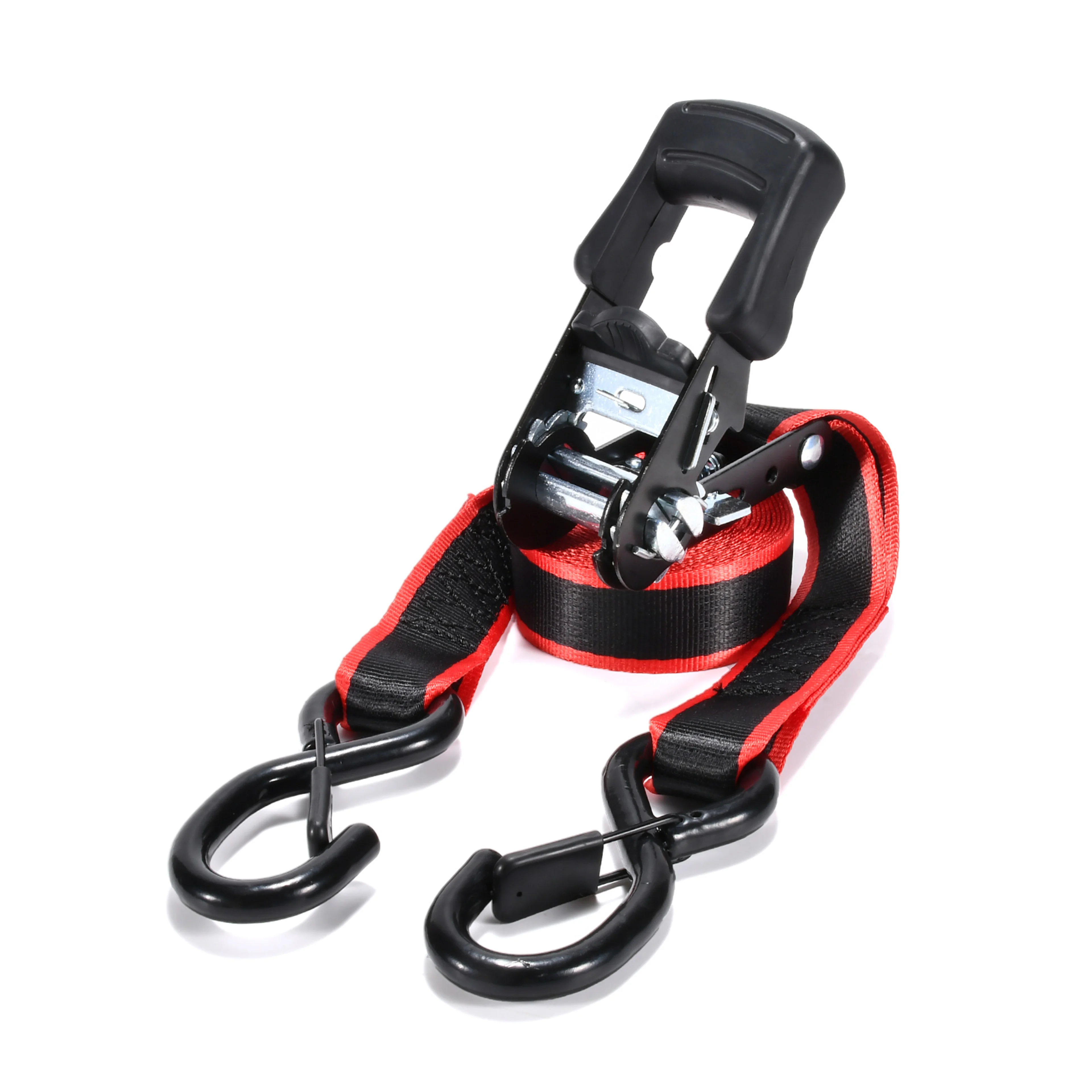 32mm Rubber-Grip Ratchet Tie Down Strap, Spring Load S-Hook - 1500 kg BS