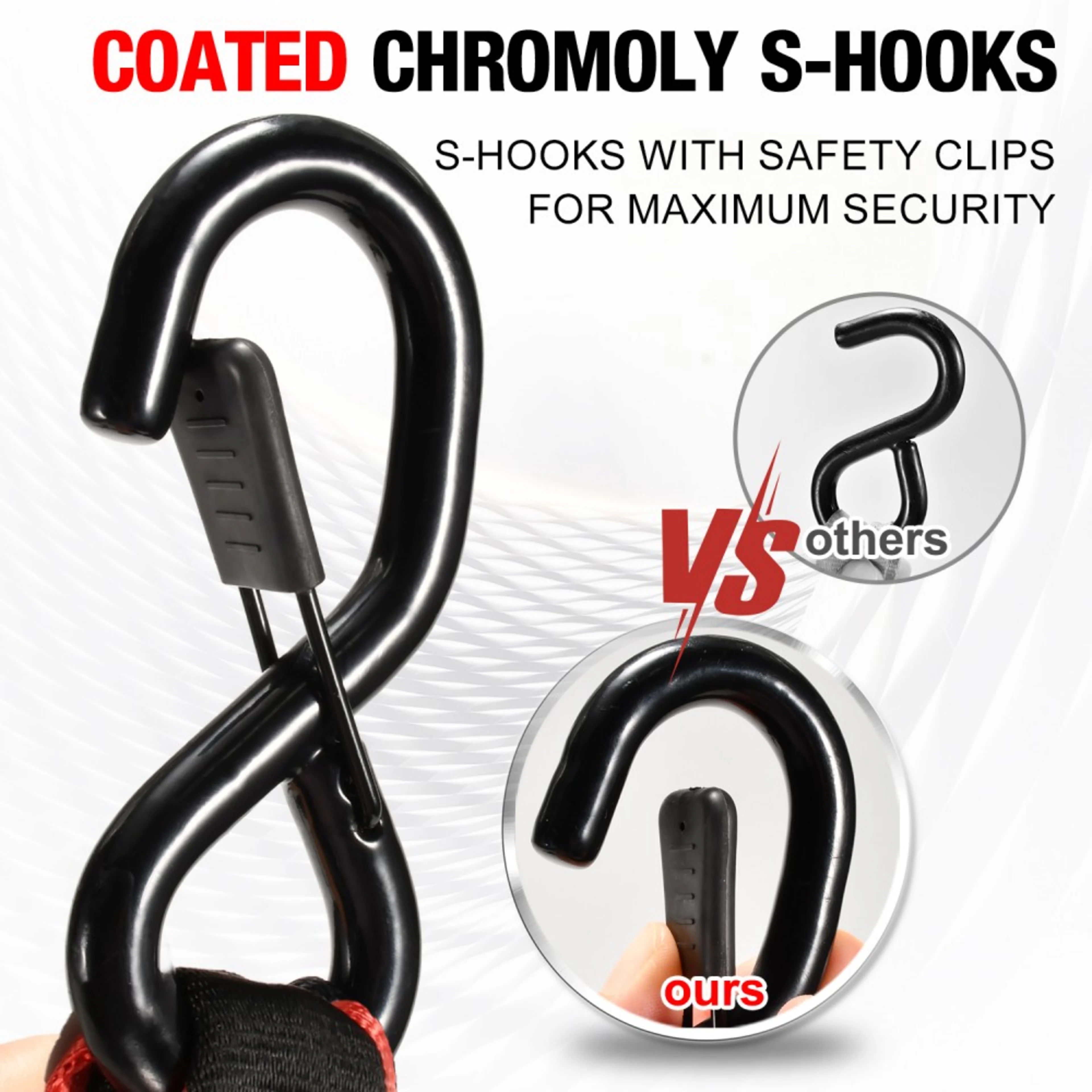 32mm Ratschen-Zurrgurt mit Gummigriff und Feder-S-Haken - 1500 kg SF