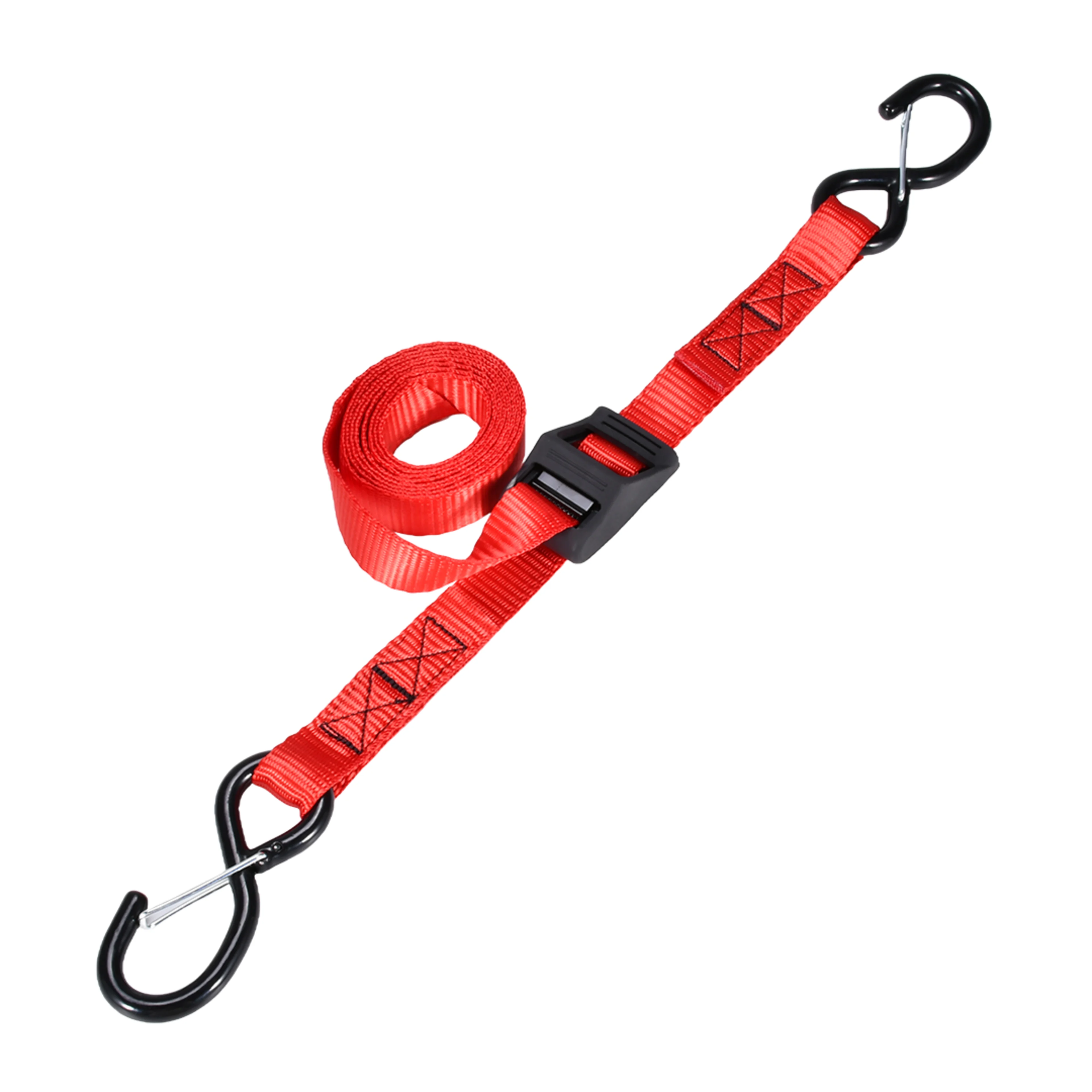 25mm Cam Buckle Rubber Protector Tie Down Strap with Spring Loaded S-Hook