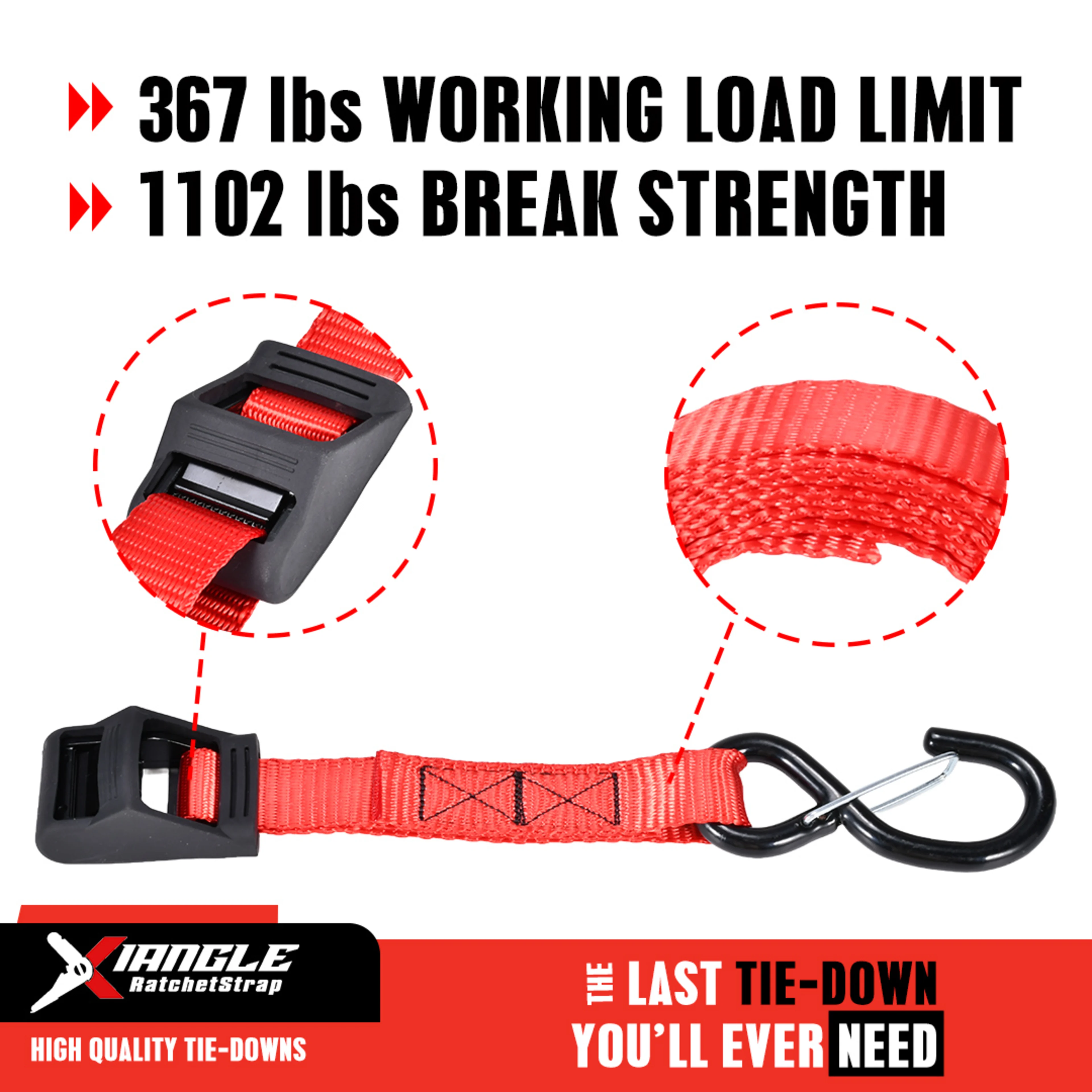 Correa con hebilla de leva 25mm con protector de goma y gancho S con resorte