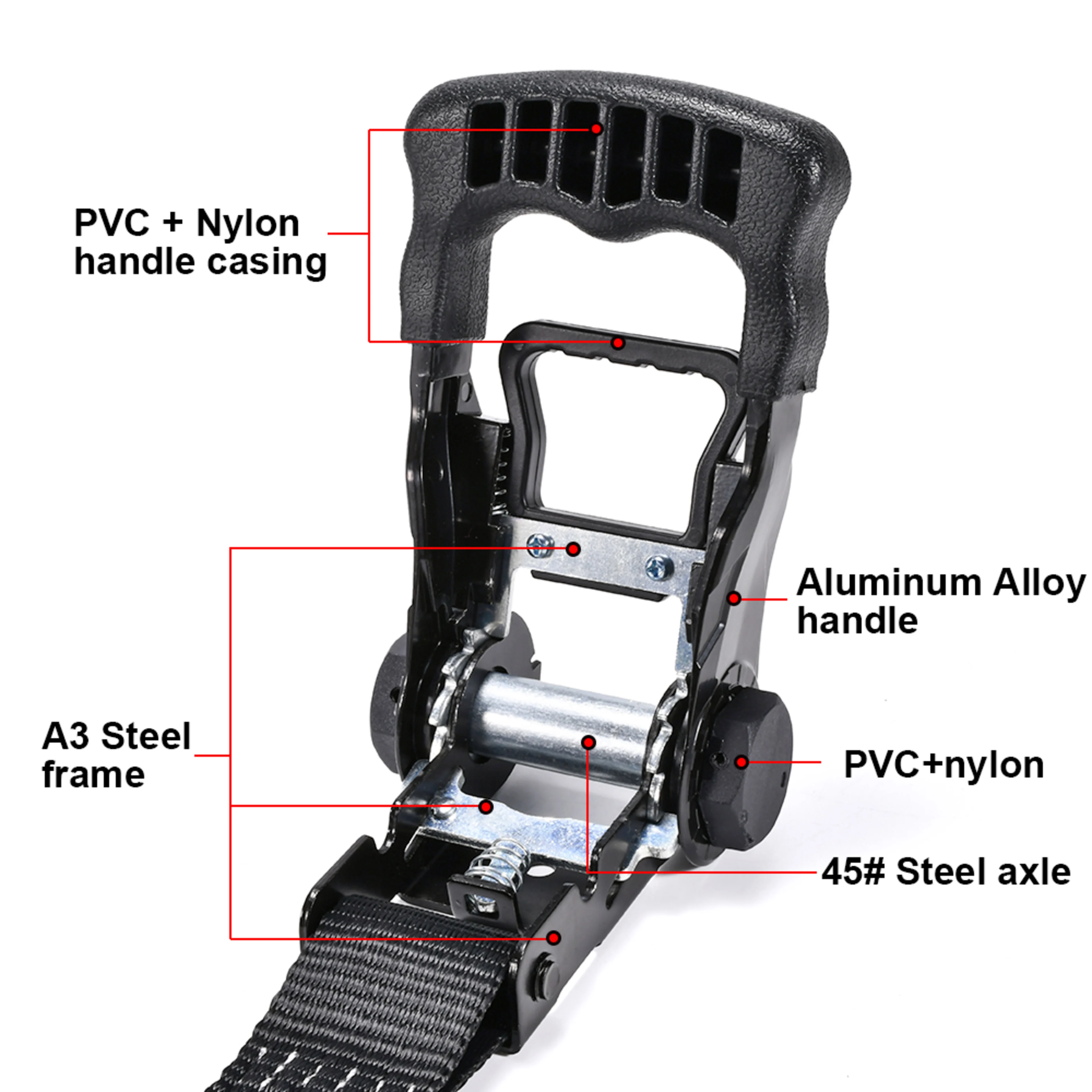 38mm Aluminum Rubber-Grip Ratchet Endless Strap - LC 2000 daN