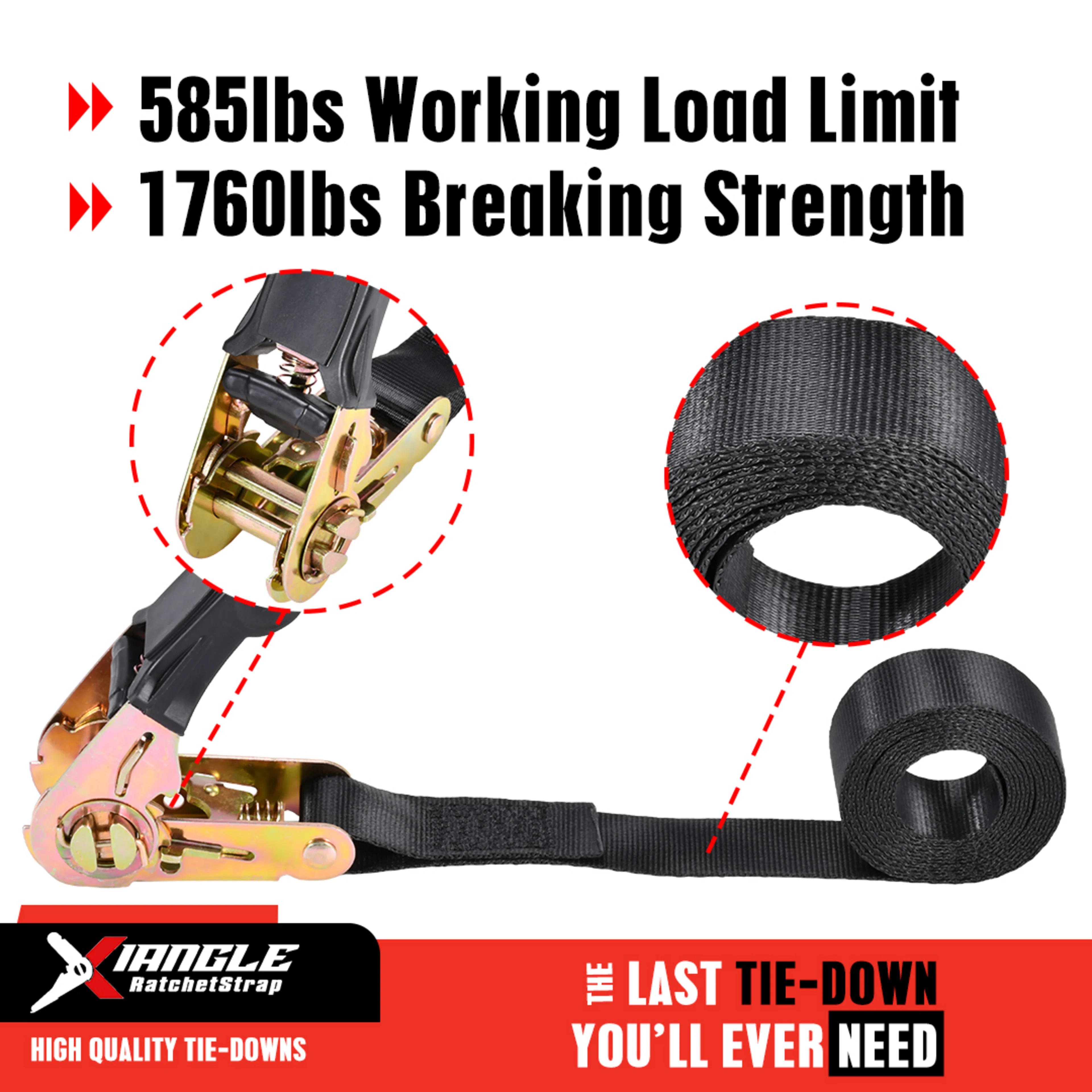 25mm Rubber Grip Ratchet Strap Endless - 800kg LC