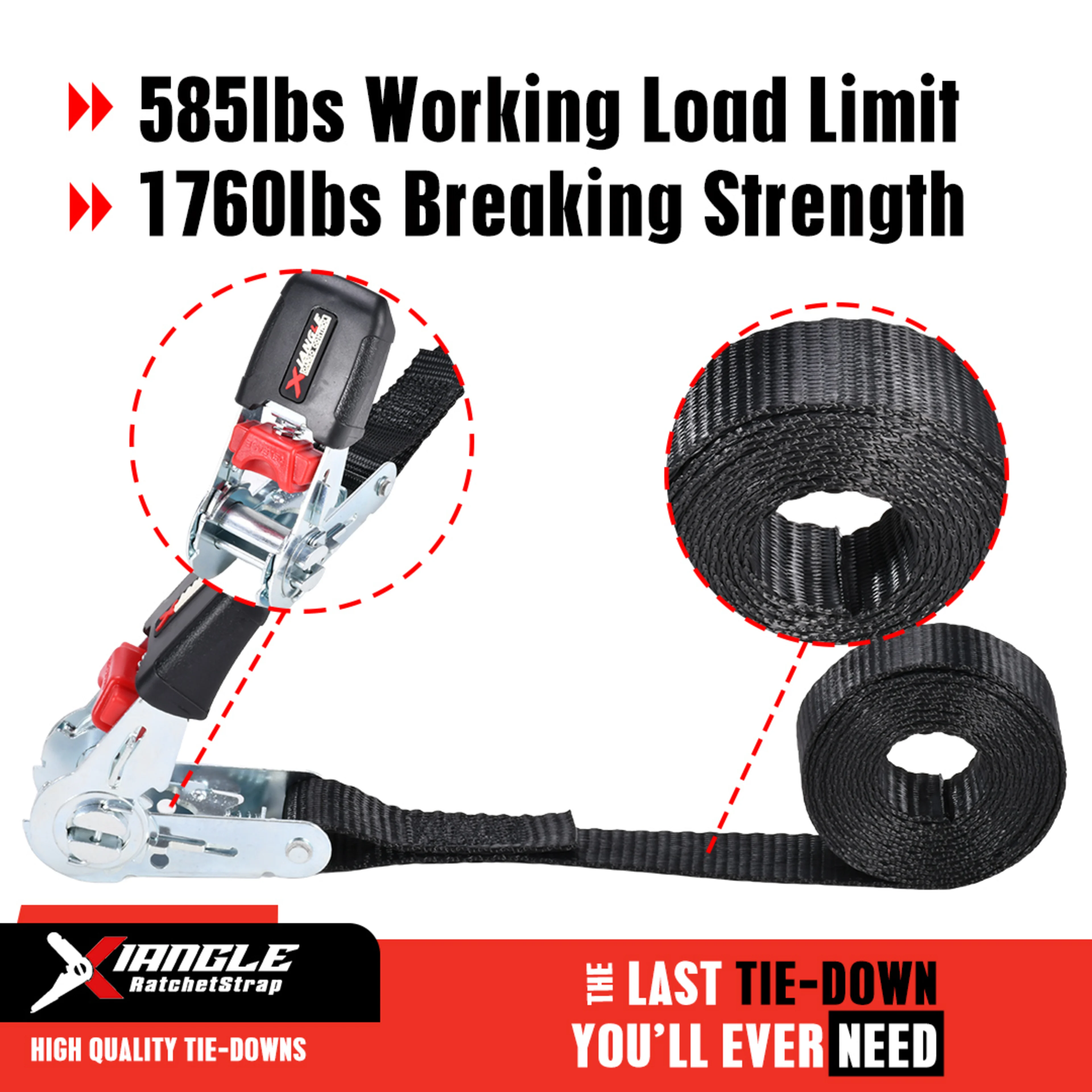 25mm Heavy Duty Rubber Grip Ratchet Endless - 1300kg LC