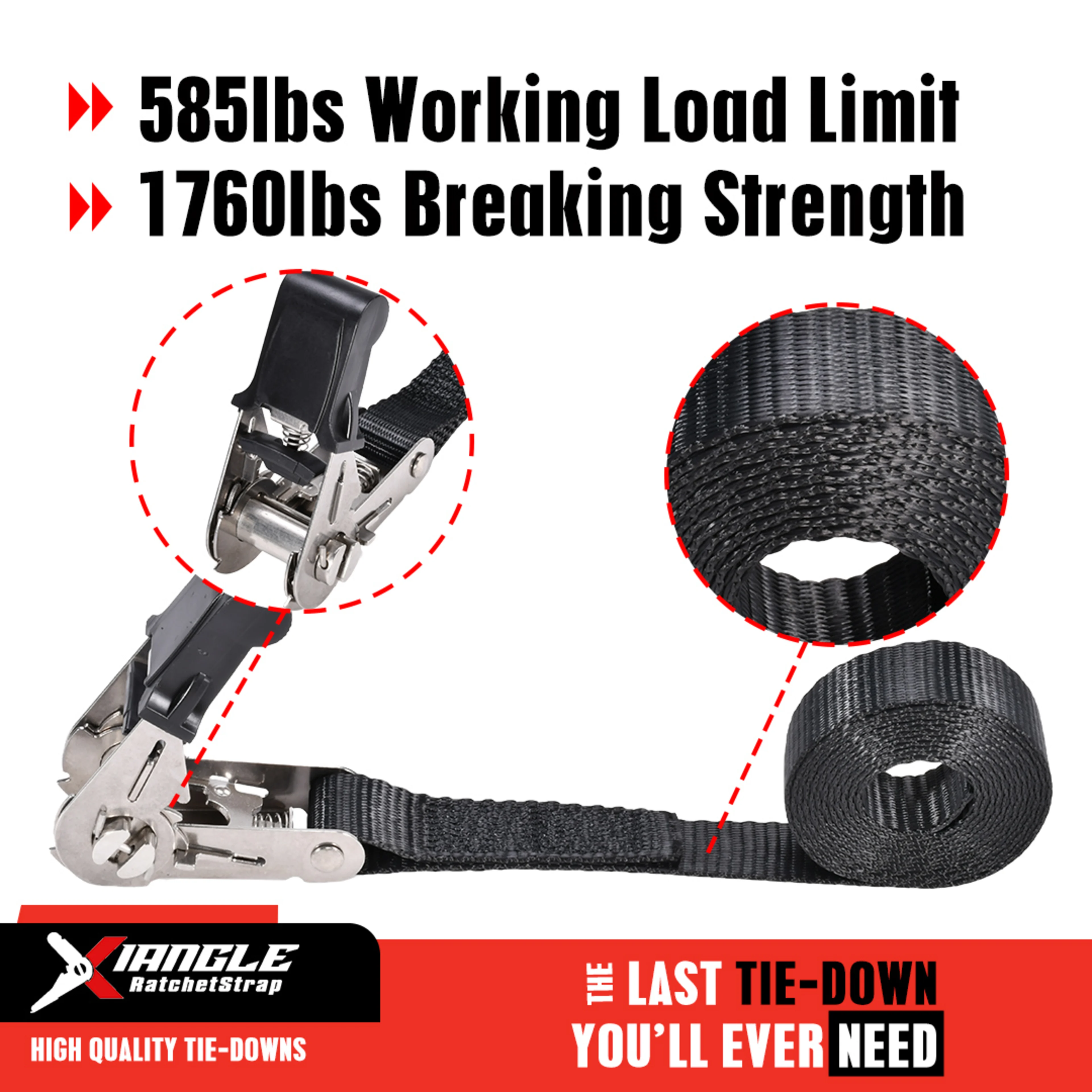 25mm Stainless Rubber Grip Ratchet Endless - 800kg LC