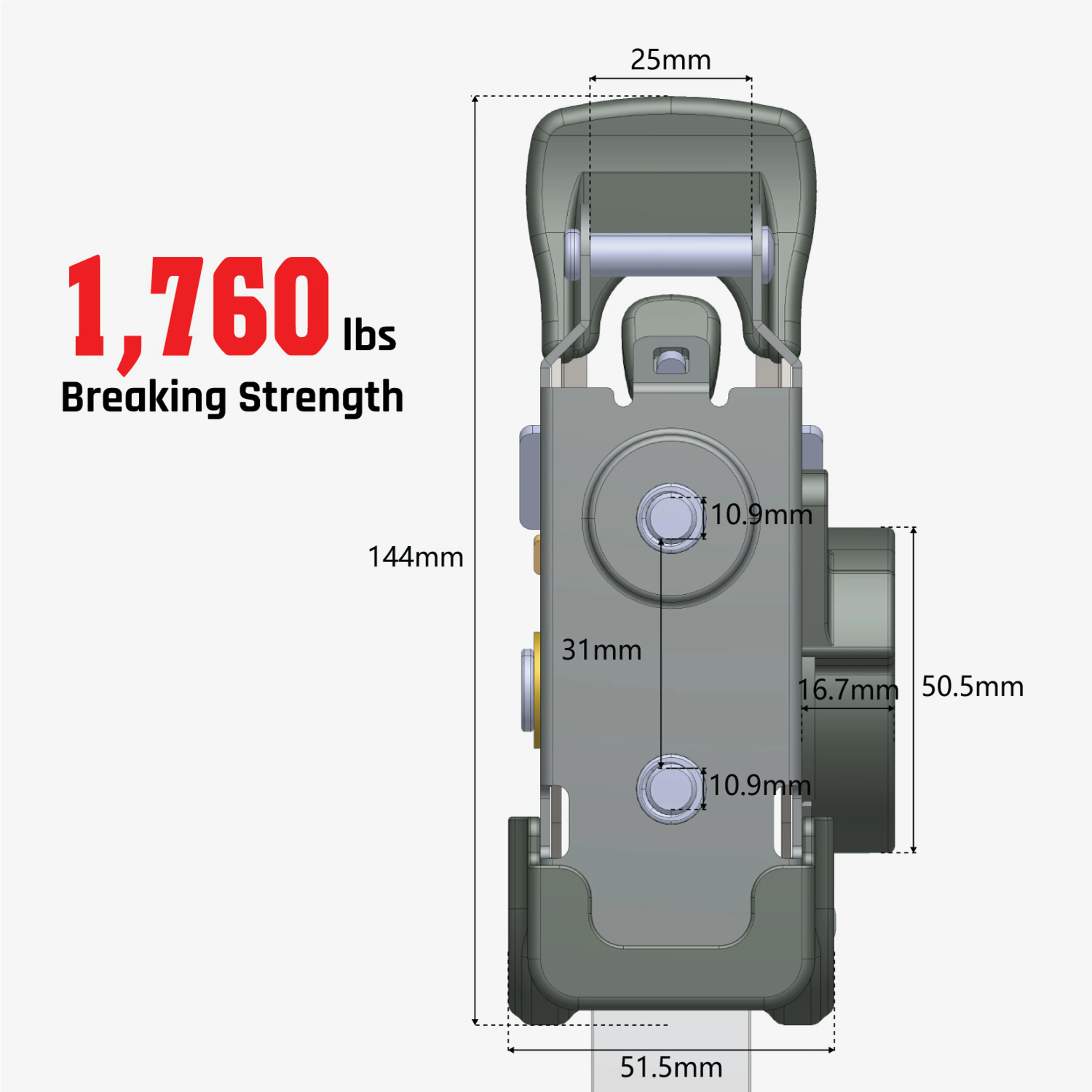 Eslinga Retráctil Montable de Acero Inoxidable 304L 25mm x 2.7m