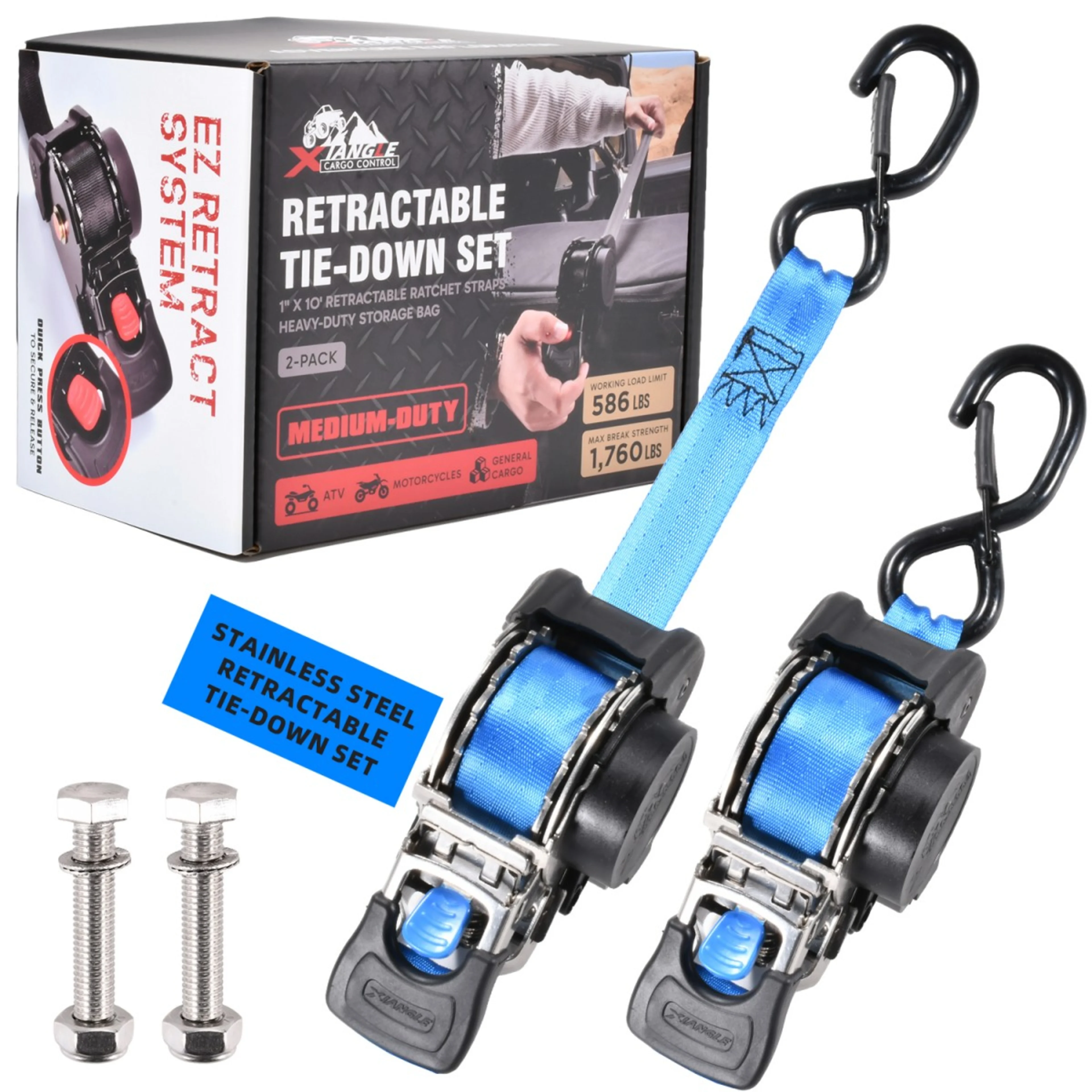 Eslinga Retráctil Montable de Acero Inoxidable 304L 25mm x 2.7m